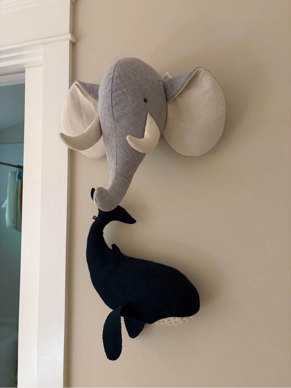 Nursery Wall Art Whale and Elephant - Safari Plush Animal Wall Art